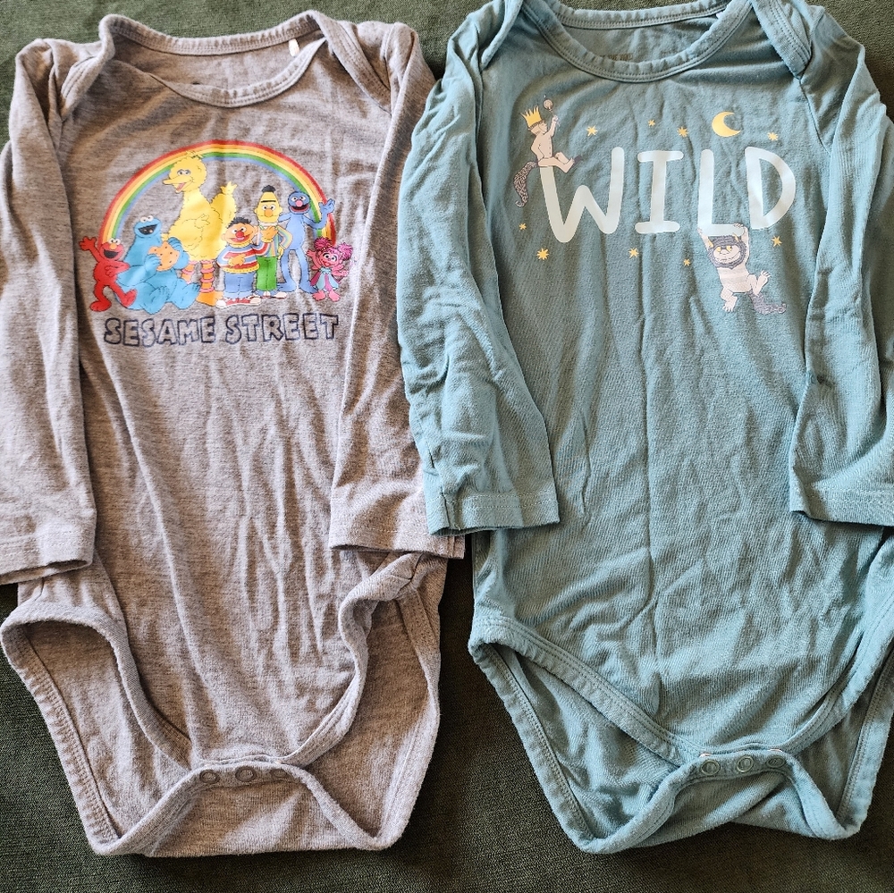 Little Sleepies Sesame Street and Wild Things Baby Onesies